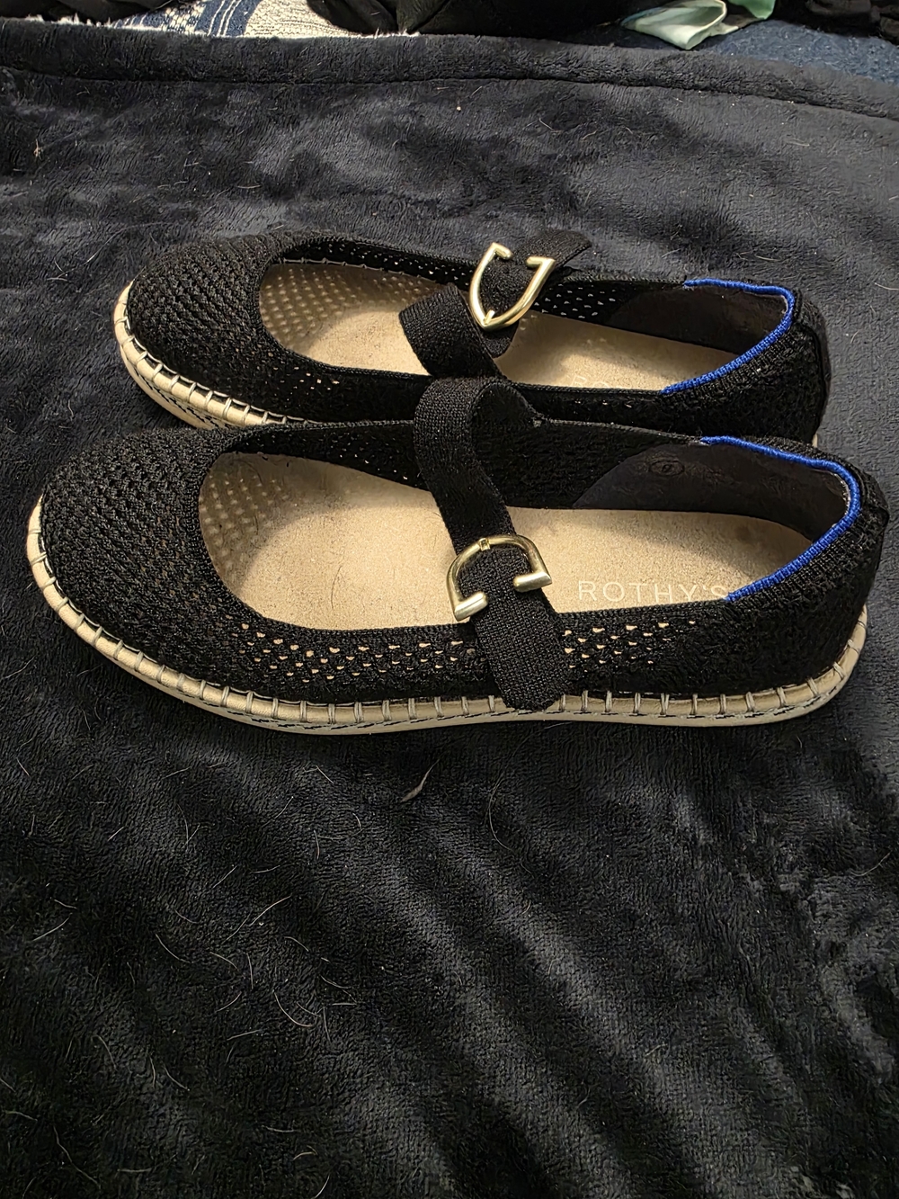 Rothy's Espadrille Mary Jane in Black with Gold Buckle - Picture 4 of 9